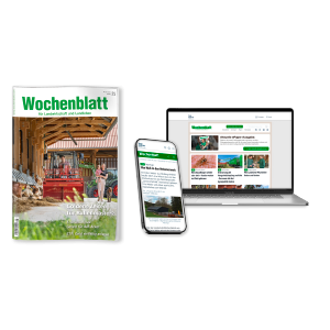 Wochenblatt für Landwirtschaft und Landleben als gedruckte Zeitung neben einem Smartphone und einem Laptop mit geöffneter Website. Die Inhalte sind sowohl als Printausgabe als auch digital verfügbar.